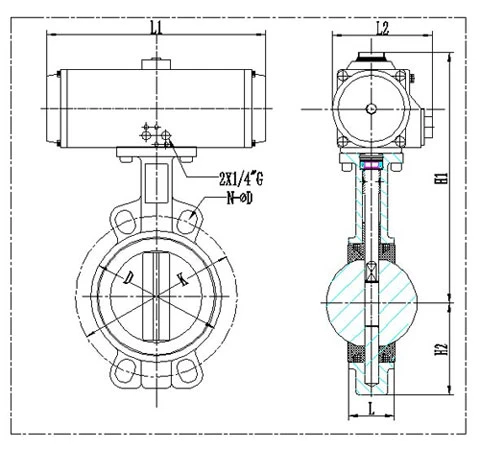 DN300 Pn16 Пневматический клапан для бабочек из нержавеющей стали 1
