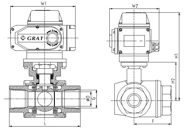 Нержавеющая сталь Dn15 Mini Electric Actuator 3-угольный шаровой клапан для очистки воды 1